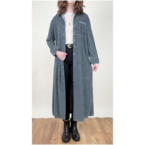 Vintage 90s Corduroy Midi Dress Long Duster Cardigan Jacket Coat Shacket 1990s
